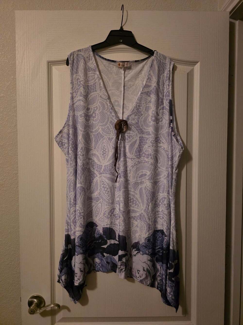 SUNFLOWER by Firmiana Size 4X Tunic Blouse Sleeveless Floral Blue White